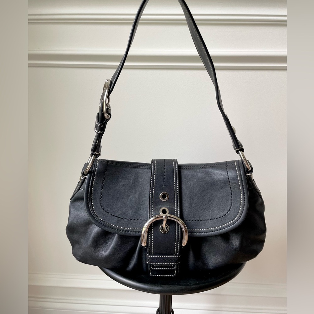 Y2K Coach Black Leather Shoulder Bag